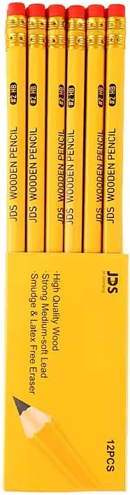 Pencils #2 HB Lead Woodcased Yellow Non Sharpened Hexagonal Shape Best For Schools Offices Teachers And Students Pack Of 12 Extra Strong Pencils With Eraser