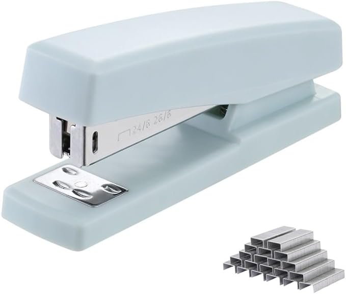 Knamoda Blue Office Stapler, 1000 Staples, 25 Sheet Capacity, Classic Style