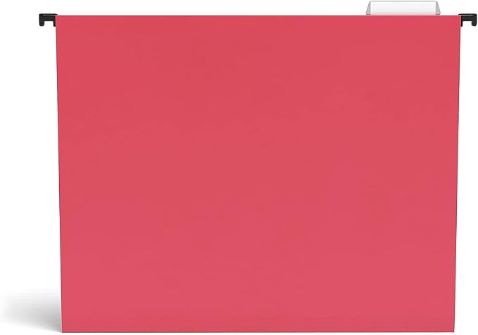 Staples Hanging File Folders, Letter Size, 1/5‑Cut Tabs, Assorted Colors, Includes Adjustable Tabs & Paper Inserts – 25/Pack