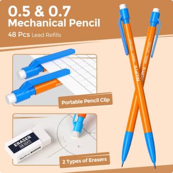 Nicpro 17 PCS Compass Geometry Set for Students, Drafting Tools Math Protractor Compass with Rulers, Mechanical Pencil, Square Set, Box of Protractors Kit for Class Supplies, Back to School Supplies