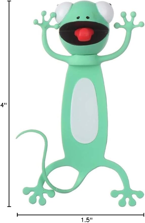 Cartoon Bookmarks, 3D Stereo Wacky Animal Book Mark, Ouch Series, PVC Funny Cute creatived Gifts (Gecko)