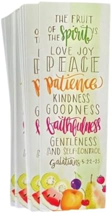 50 Count The Fruit of The Spirit Bookmarks for Men, Women, Kids. 2" x 6" with A Glossy Finish. Thick Cardstock. A Nice Religious Bookmark for Church Or Sunday School. Mother's Day, Galations 5:22-23