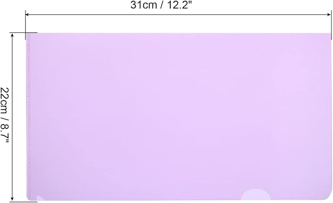 PATIKIL l Type Folders 12 Pack A4 Plastic Clear Document Folder File Jacket Sleeves Project Pockets, Purple