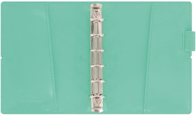 Filofax Domino Patent Organizer, Pocket Size, Turquoise - High-Gloss, Contemporary, Six Rings, Week-to-View Calendar Diary, Multilingual, 2025 (C022513-25)