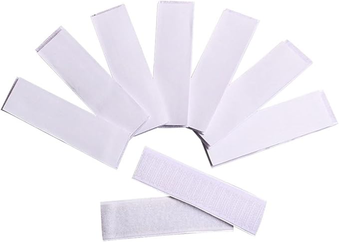 Cabilock 10pcs Self-Adhesive Hook Loop Tape Table Skirt Strips Reusable Stickers for Wall Padding