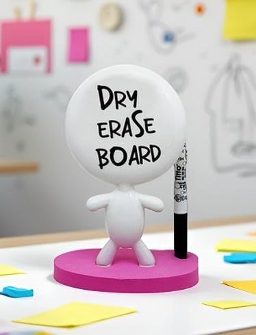 Dry Erase Board - TITTO Original, Draw Your Ideas - Spring Break Gifts - Ceramic Doll - Easter Deco Gifts - for Any Desk - Pink Work Home Office (Pink)