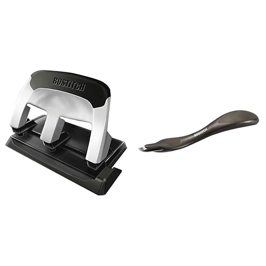 Bostitch 3 Hole Punch, 40 Sheets, 50% Less Force and Magnetic Staple Remover, Black, Ergonomic
