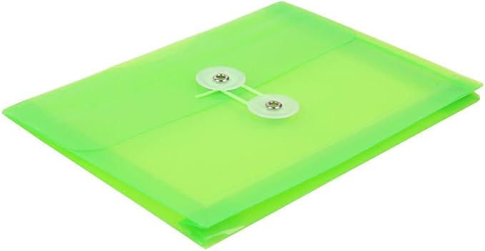 JAM PAPER Plastic Envelopes with Button & String Tie Closure - Index Size - 5 1/2 x 7 1/2 - Assorted Colors - 6/Pack