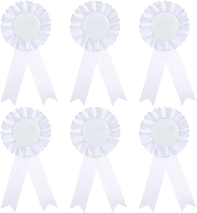6 Pcs Award Rosette Ribbons Blank Prize Ribbons Medal Winner Ribbons Participation Victory Ribbons Recognition Competition Ribbons White
