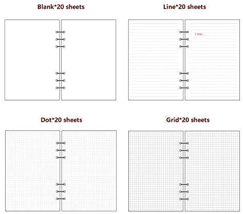 A6 Planner Refill Paper,3.58-x-6.77",100gsm Paper, 80 Sheets(160 Pages),Dot/Line/Grid/Blank Designs Included, for 6 Holes Filofax, 6 Holes Binders(Harphia,SCB-816-A6)