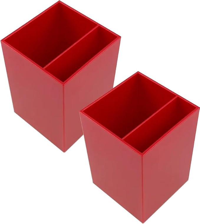 JAM PAPER Plastic Pen Holders - Red Desktop Pencil Cups - 2/Pack
