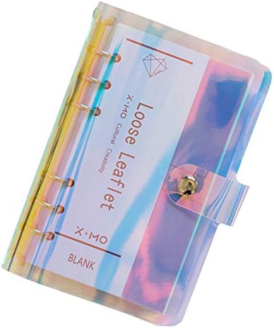 A6 A5 6-Holes Colorful PVC Cover Personal Organizer with Snap Button Closure File Folder for Loose Leaf Sheet Notebook (Laser, A6 mini Set)