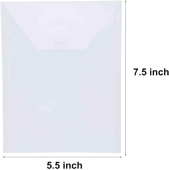 7x5 Clear Plastic Envelopes Hook Loop Closure Receipt Sticker Storage Holder 20 Pack