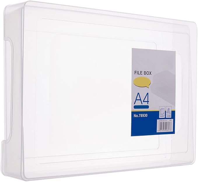 Transparent A4 File Box Plastic Document Organizer Lightweight Storage Folder for Office Home Paper Filing 12.59X9.25X2.51 Inches