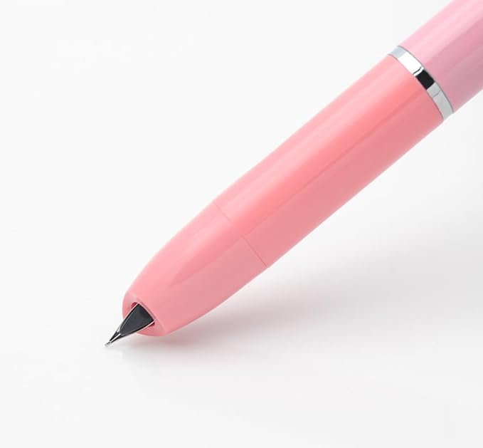 OASO K016 Retractable Fountain Pen Set 0.5mm with 4pcs Blue Ink Cartridges Smooth Writing for School Students (Coral Pink)