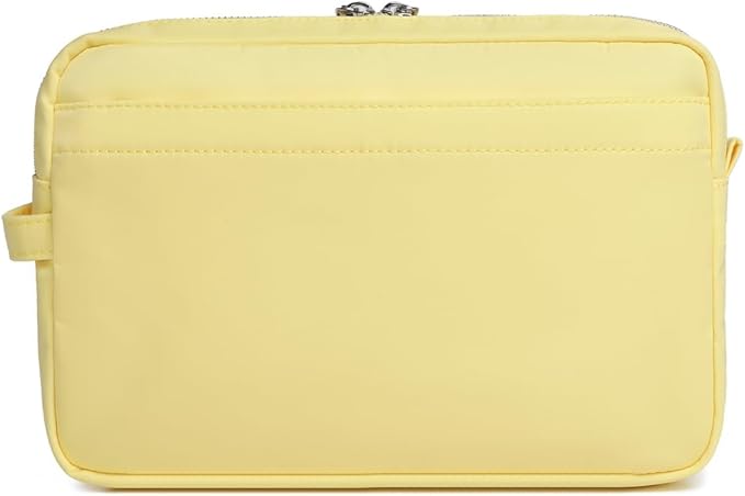 Storage Bag-arge Cosmetic Bag for Women Travel Makeup Bag Zip Up Bag Pure Cotton Canvas Can be Suspended (Yellow)