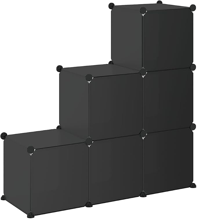 vidaXL 6-Cube Storage Organizer - Black - Waterproof PP Plastic - Space-Efficient, User-Friendly Design - For Home, Office, Dormitory