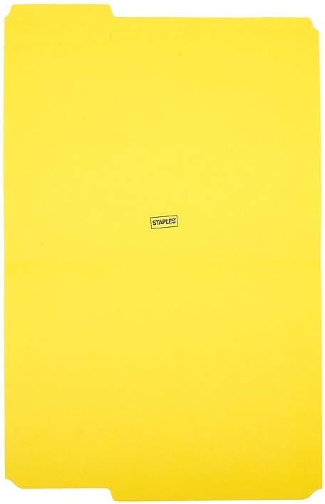 Staples Reinforced Colored File Folders, Letter Size, 3‑Tab Design, Yellow, Heavy‑Duty Construction, 100/Box