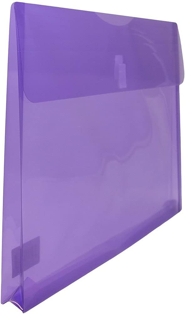 JAM PAPER Plastic Expansion Envelopes with Hook & Loop Closure - Letter Booklet - 9 3/4 x 13 with 1 Inch Expansion - Purple - 12/Pack
