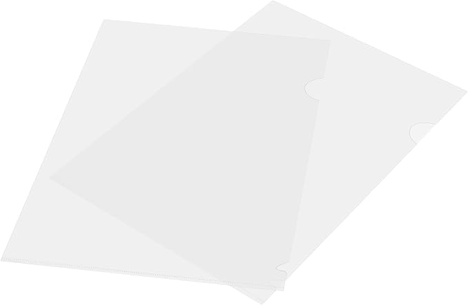 200 PCS L Type Plastic Folder, Clear Document File Project Pocket, A4 Paper Letter Size Transparent Sleeves Folders for Office, Home, 12.4 x 8.8 inch