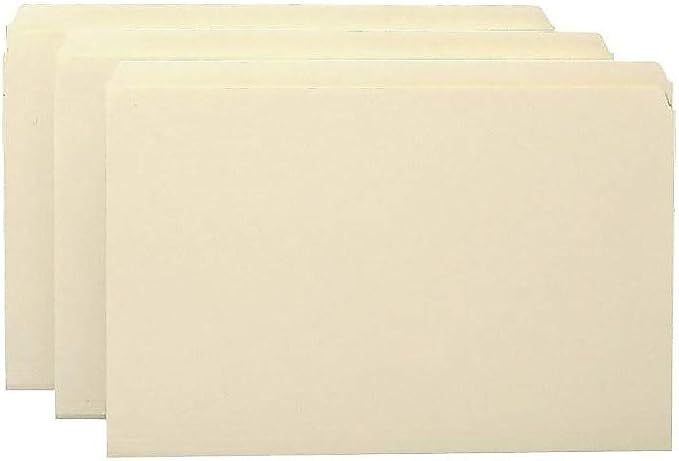 Staples File Folders, Straight‑Cut, Legal Size, Manila, Durable Paper Stock, 100/Box