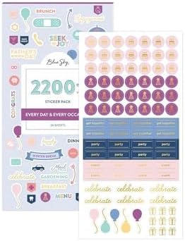 Blue Sky Every Day & Every Occasion 2200+ Sticker Pack, Planner and Calendar Pack, 4.49” x 9.06”, Full Color and Gold Foil, 24 Sheets