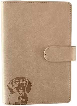 Dachshund Planner – PU Leather Exterior, Metal Loose Leaf Ring Binder, 100gsm Paper (Beige)