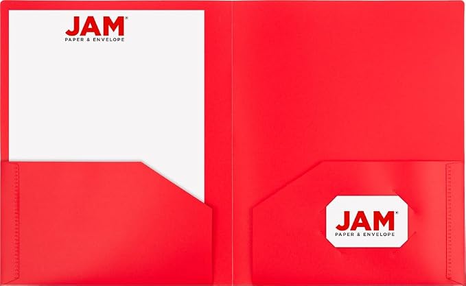 JAM PAPER Heavy Duty Plastic 2 Pocket Extra Tough School Folders - Assorted Primary Colors - 12 Folders/Pack (2 Assorted Packs of 6)