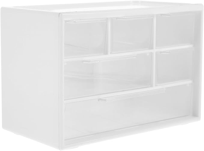 VILLCASE Six-Grid Desktop Storage Box 7.12X4.72X3.93In Clear Plastic Organizer Drawer Multi-Functional Makeup Jewelry Office Supplies Holder for Bathroom Bedroom