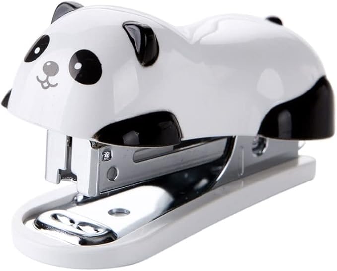 Desk Stapler Mini Panda Creative Countertop Stapler Office Stapler Portable Student Stationery Animal Modeling Desk Supplies 12 Pages Capacity School Supplies (Color : A)
