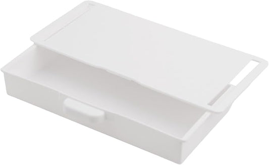 Under Desk Drawer Organizer Self-Adhesive Box Attachment,For Office Home Desktop Pen And Things Holder, Hidden-Design For Space-Saving And More Neat,ABS Plastic(White)