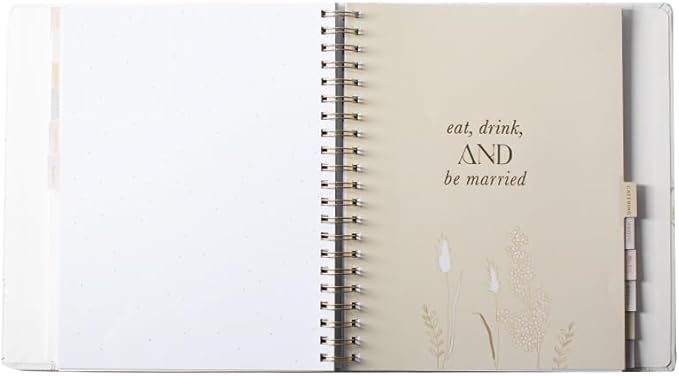 Fringe Studio Paper Wrapped Hardcover Concealed Spiral Wedding Planner with 12 tab dividers & Pockets "BOTANICAL MEADOW", Approx. 9.5" w x 11" h, 152 Pg, Wedding Collection (157004)