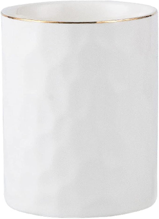 HANKOR Ceramic Pen Holder Cup Pencil Holder for Desk, Makeup Brush Holder Organizer for Office Home, White
