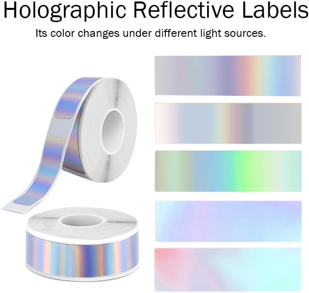 D30 Label Tape Compatible with Phomemo D30 Label Maker, 12x40mm Thermal Self-Adhesive Label Holographic Reflective, 2 Rolls/320PCS