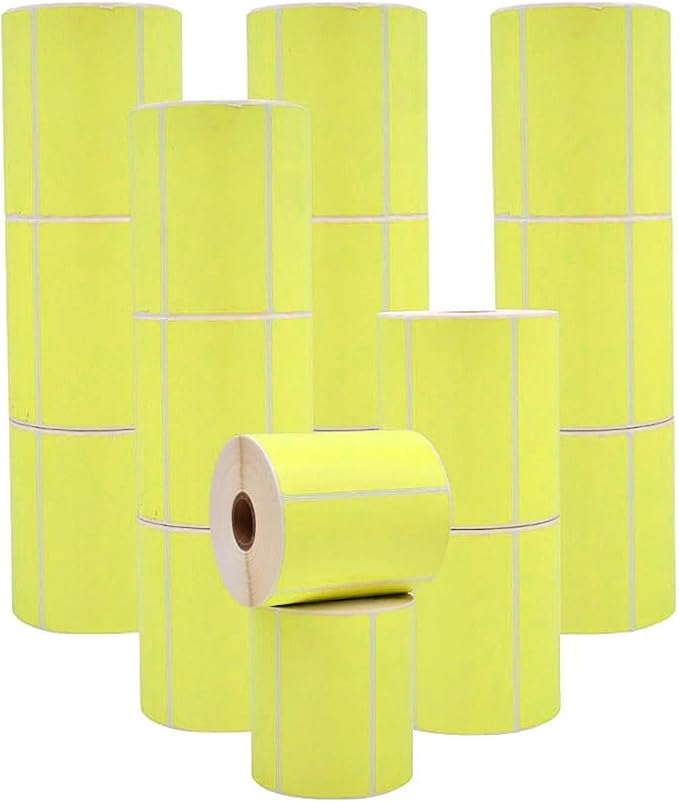 WOD Pastel Yellow Direct Thermal Label Rolls - 4 x 2 inch, 725 Nametag Stickers per Roll (Pack of 16) Permanent Adhesive Color Coding, Labeling, Inventory Management Home, Business, and Classroom.