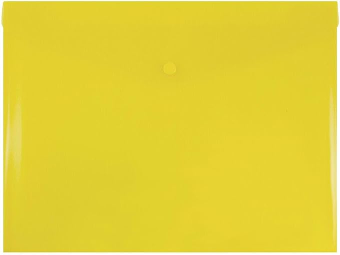 JAM PAPER Plastic Envelopes with Snap Closure - Letter Booklet - 9 3/4 x 13 - Yellow - 3/Pack