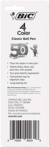 BIC 4-Color Original Retractable Ball Pens, Medium Point (1.0mm), 1-Count Pack, Retractable Ball Pen With Long-Lasting Ink (Pen barrel color may vary) (Pack of 2)
