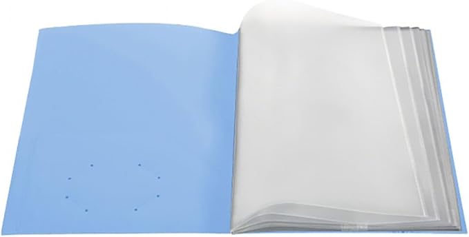 Ultra PRO - 50 Pack Light Blue Heavy Duty 2-Pocket Folders with 6 Clear Internal Pages, Waterproof Poly Project Organizer for School and Office, Fits 8.5 x 11 Letter Size, Customizable Clear Covers