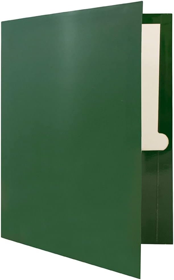 JAM PAPER Laminated Two Pocket Glossy School Folders - Letter Size - High Gloss Green - Bulk 50/Box