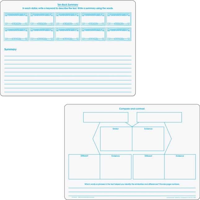 Really Good Stuff Comprehension Graphic Organizer Dry Erase Boards Text Evidence Set