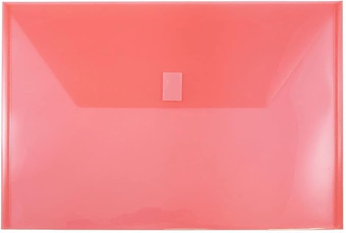 JAM PAPER Plastic Envelopes with Hook & Loop Closure - Legal Booklet - 9 3/4 x 14 1/2 - Assorted Colors - 6/Pack