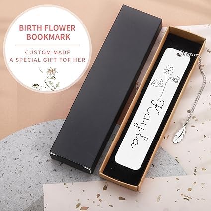 Personalized Bookmarks for Women Book Lover Birth Flower Birthday Customized Gifts for Reading Her Daughter Friends (Birthday Flower Bookmark)