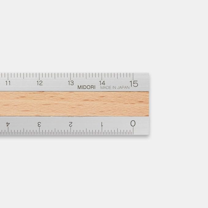 Midori Aluminium + Wood Ruler 15cm Light Brown (42257006)