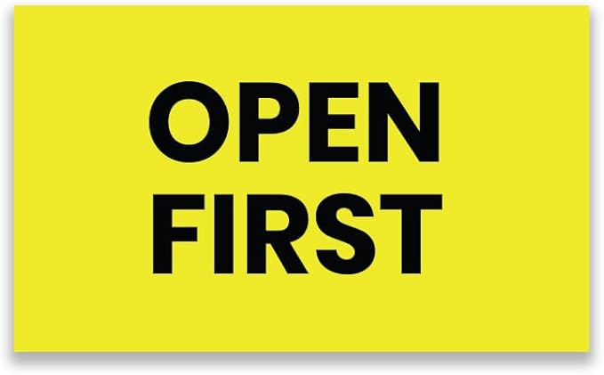 StickerJet Open First – Warehouse Receiving Labels – 3"x5" Rectangle Labels – 500 Qty/Roll – Paper, Easy Peel and Stick, Strong Adhesive, No Residue, Made in USA