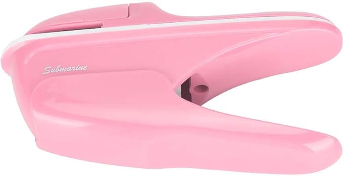 White ABS Stapleless Paper Stapler, Stapleless Stapling Machine, Laborsaving Hand Stapleless Stapler, Easy to Operate for School with Comfortable Handle Office (Pink)