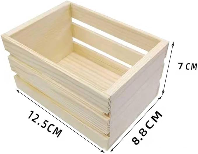Teensery Small Wooden Crates Decorative Farmhouse Wood Box Mini Storage Basket Container for Home Office Classroom Bedroom Kitchen, 1 Piece (4.92 x 3.46 x 2.76 Inch)