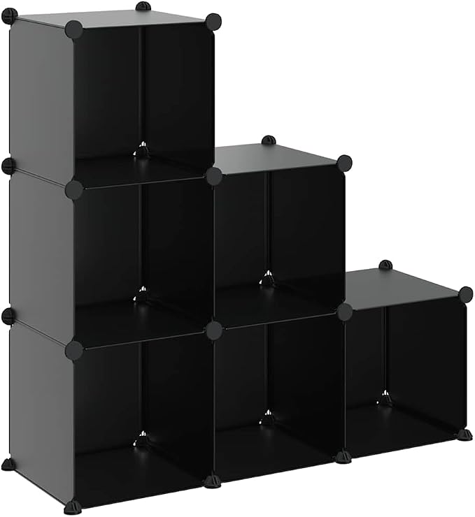 vidaXL 6-Cube Storage Organizer - Black - Waterproof PP Plastic - Space-Efficient, User-Friendly Design - For Home, Office, Dormitory