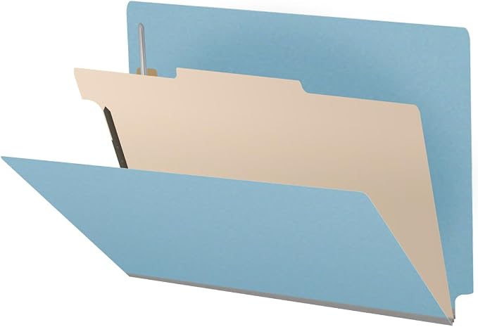 25 Pt. Pressboard Classification Folders, Full Cut End Tab, Letter Size, 1 Divider, Light Blue (Box of 10)