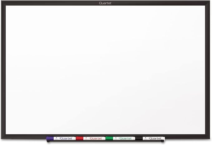 Quartet Dry Erase White Board 36"W x 24"H Non-Magnetic Whiteboard, Total Erase, Black Aluminum Frame (S533B)