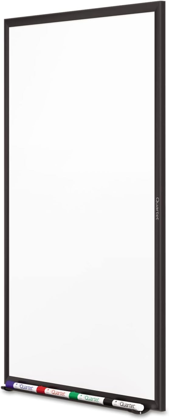 Quartet Dry Erase White Board 48"W x 36"H Non-Magnetic Whiteboard, Total Erase, Black Aluminum Frame (S535B)